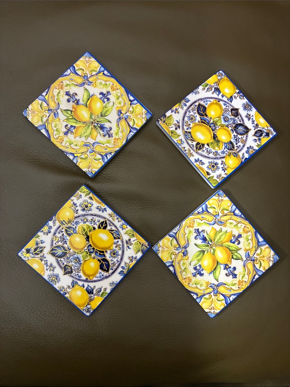 Xiaodi Ceramic Lemon Coaster/Trivet Set of 4